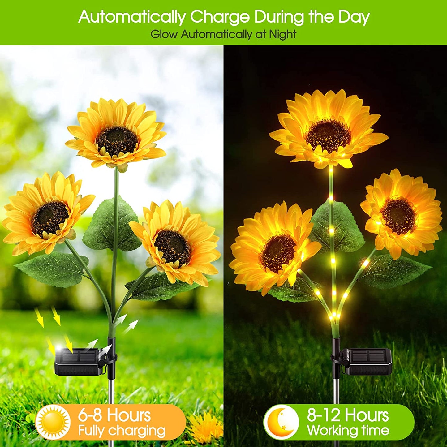 Lucine Solari a LED da Giardino a Forma di Girasole