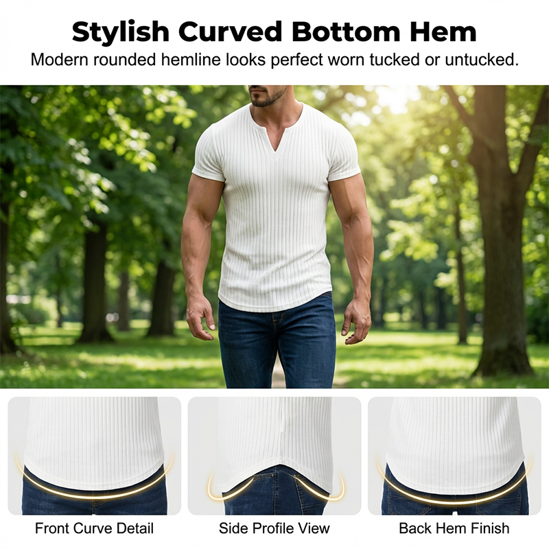 Camicia Henley slim fit a tinta unita da uomo