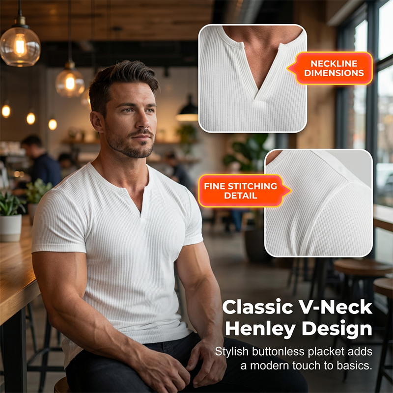 Camicia Henley slim fit a tinta unita da uomo