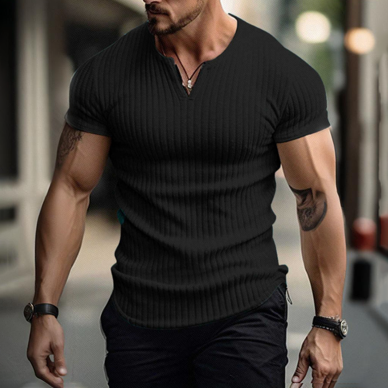 Camicia Henley slim fit a tinta unita da uomo