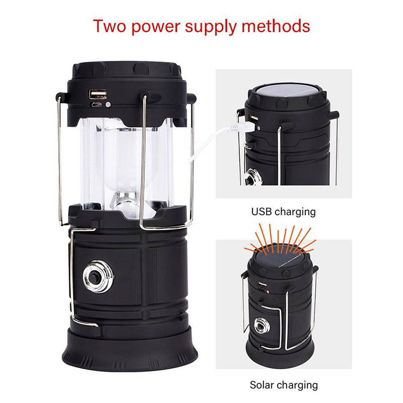 Lampada da campeggio a energia solare con braccio retrattile