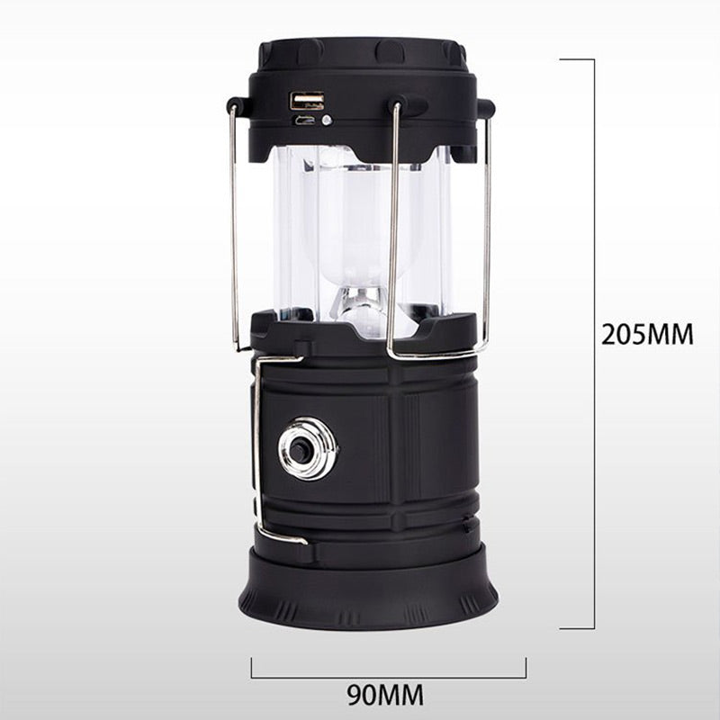 Lampada da campeggio a energia solare con braccio retrattile