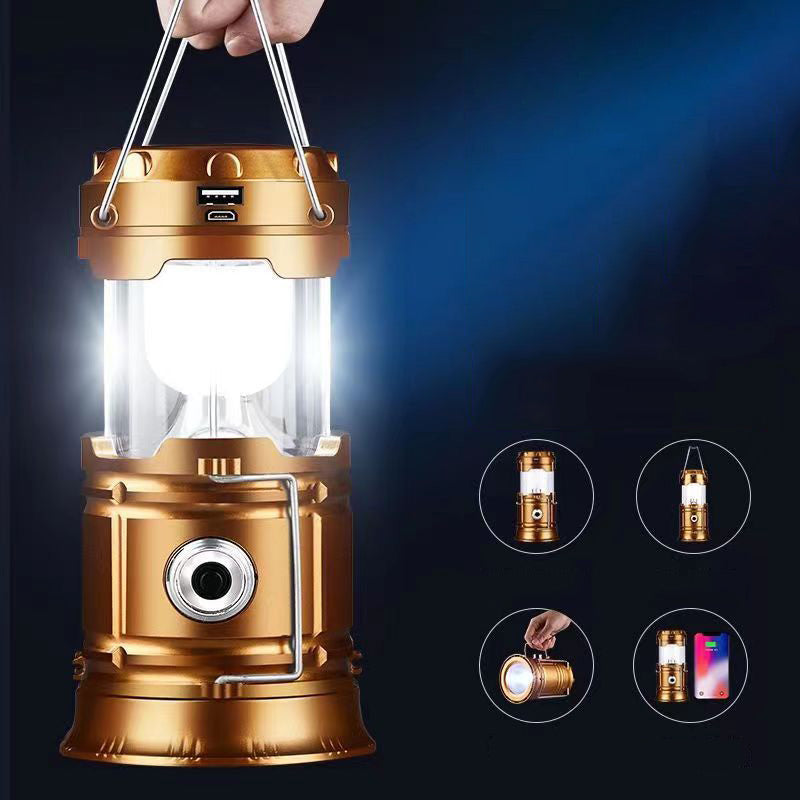 Lampada da campeggio a energia solare con braccio retrattile