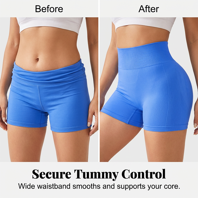 Shorts fitness seamless color pesca effetto push-up