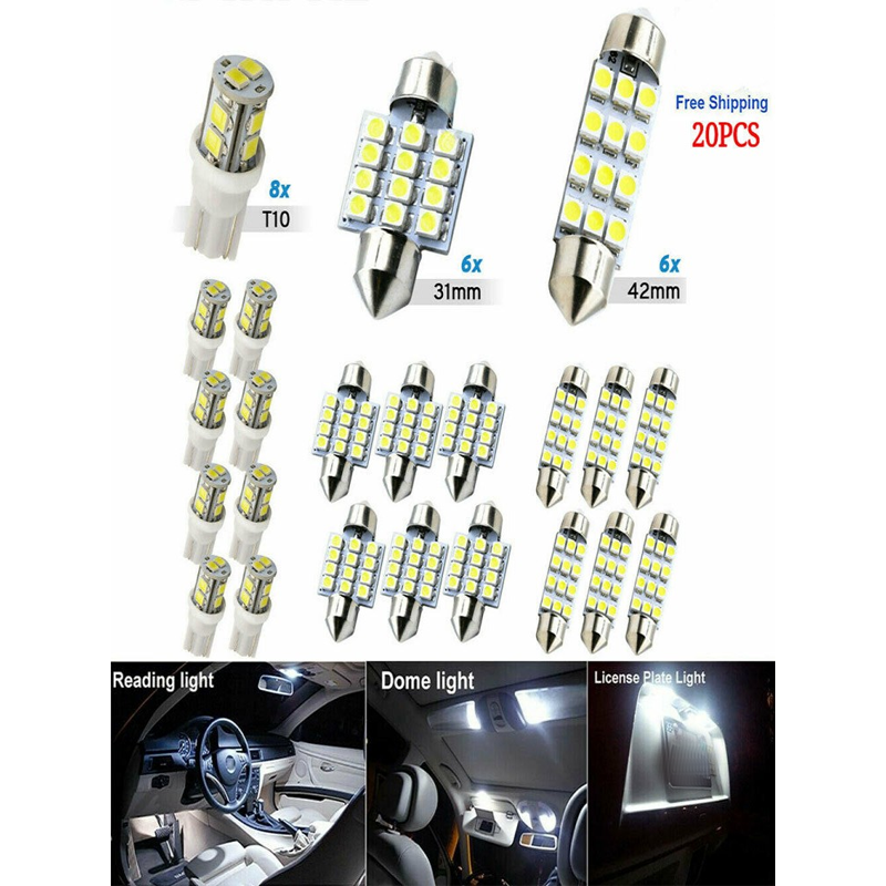 Kit luci LED interne universali per auto da 20 pezzi