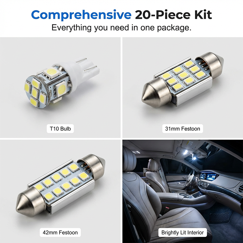 Kit luci LED interne universali per auto da 20 pezzi