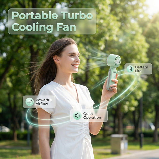 Ventilatore portatile turbo pieghevole con display LED