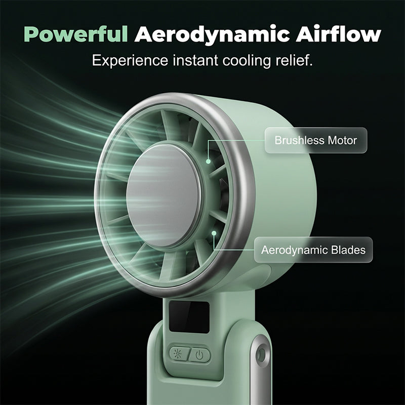 Ventilatore portatile turbo pieghevole con display LED