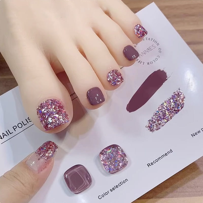 Set di Smalti per Unghie Glitter Bicolore Glamoroso