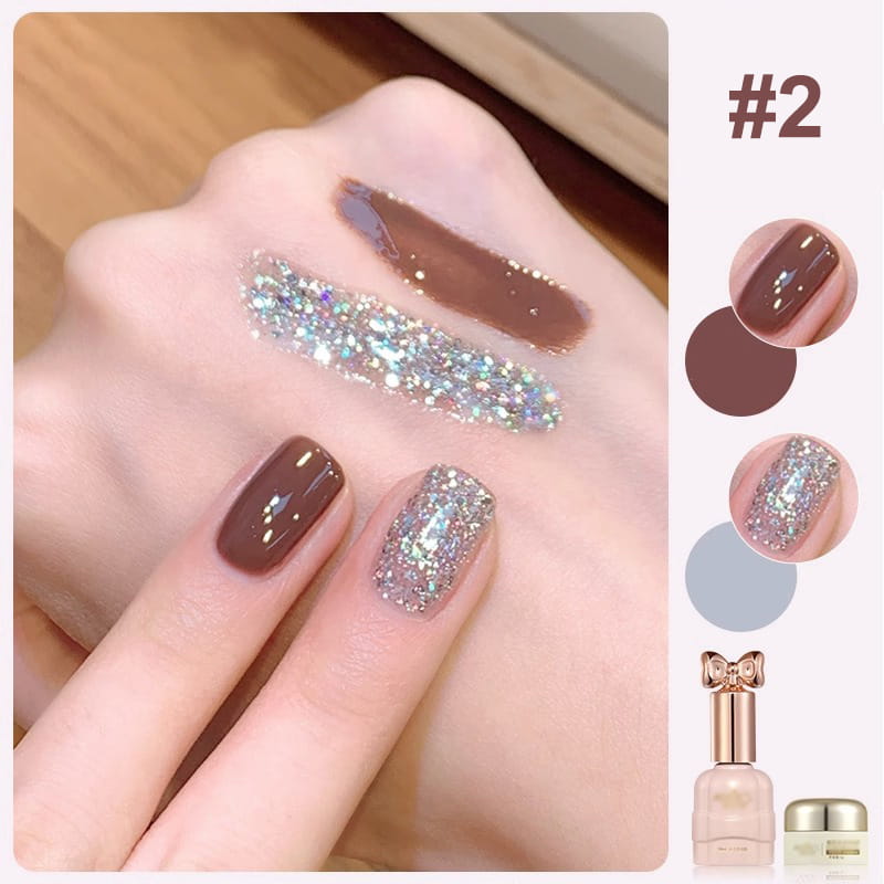 Set di Smalti per Unghie Glitter Bicolore Glamoroso