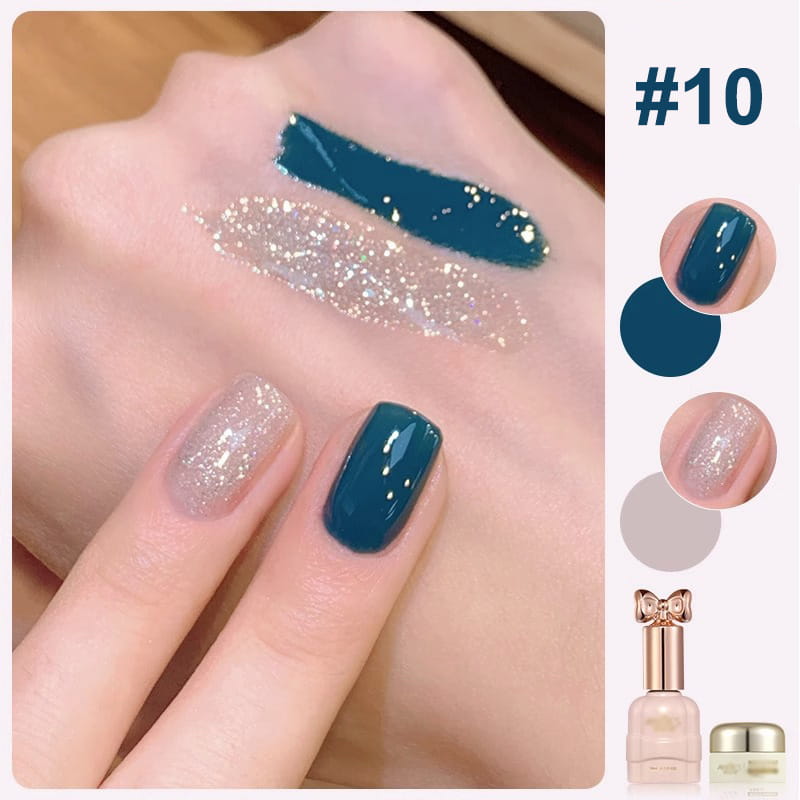 Set di Smalti per Unghie Glitter Bicolore Glamoroso
