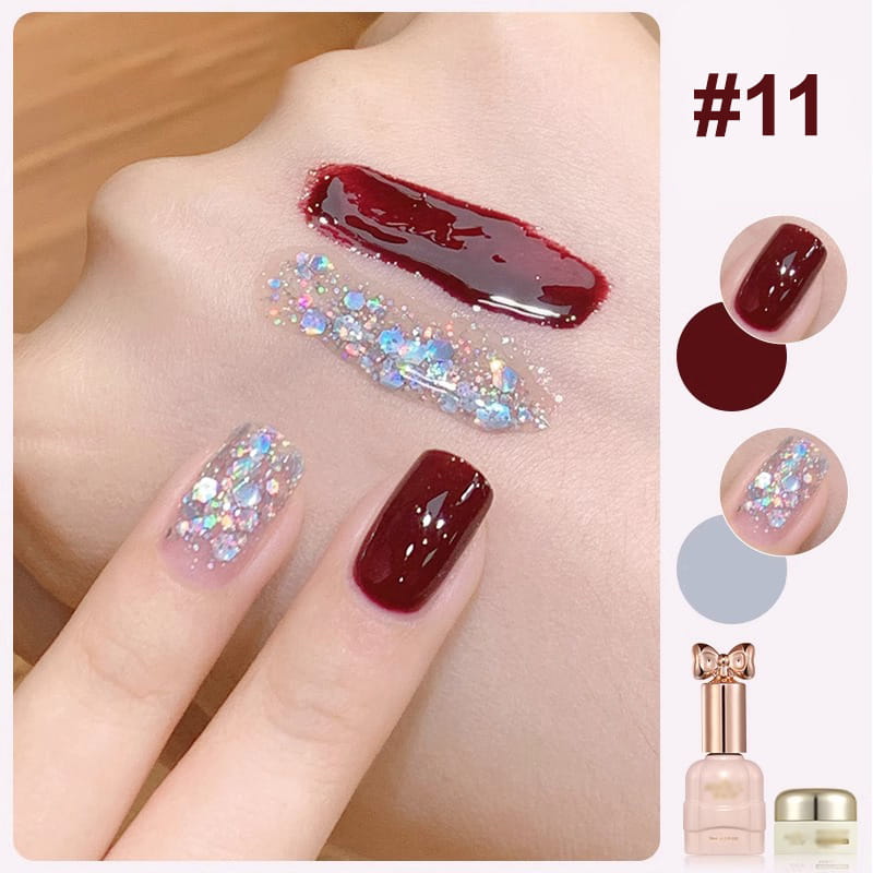 Set di Smalti per Unghie Glitter Bicolore Glamoroso