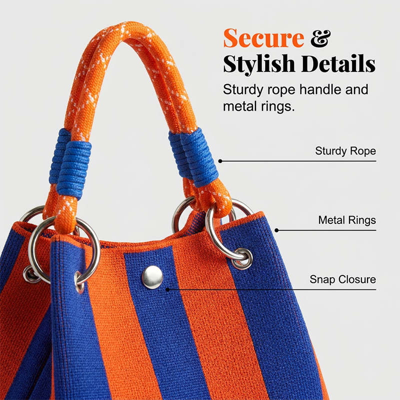 Borsa a secchiello in maglia a righe