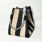 Borsa a secchiello in maglia a righe
