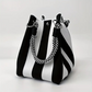 Borsa a secchiello in maglia a righe