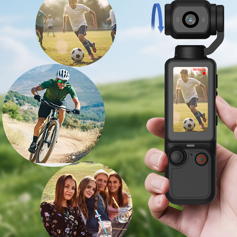 Fotocamera tascabile con gimbal e schermo da 1,9“