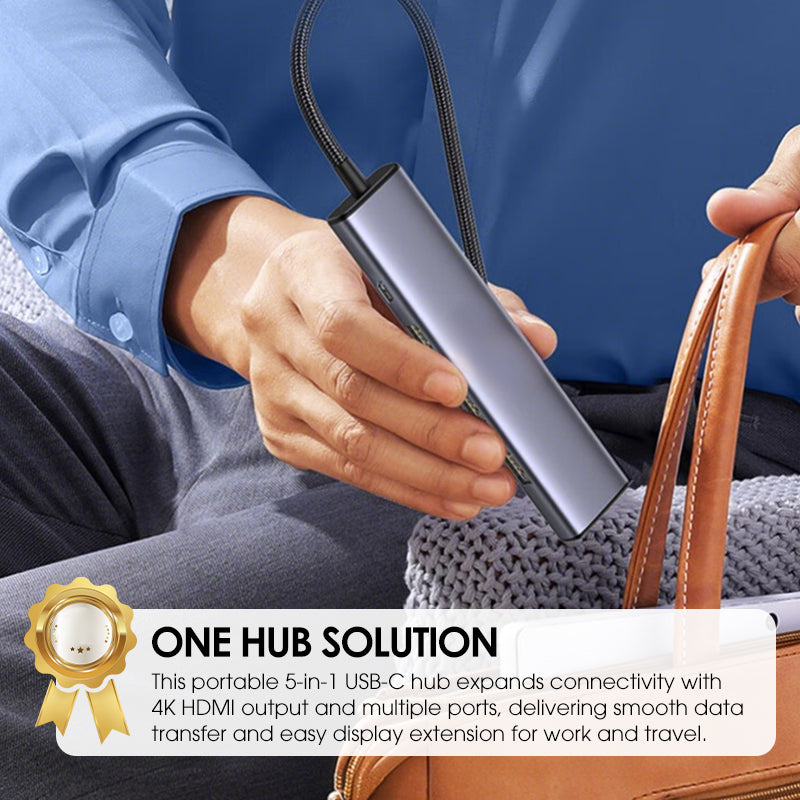 Hub USB-C 5 in 1 Portatile con Uscita HDMI 4K