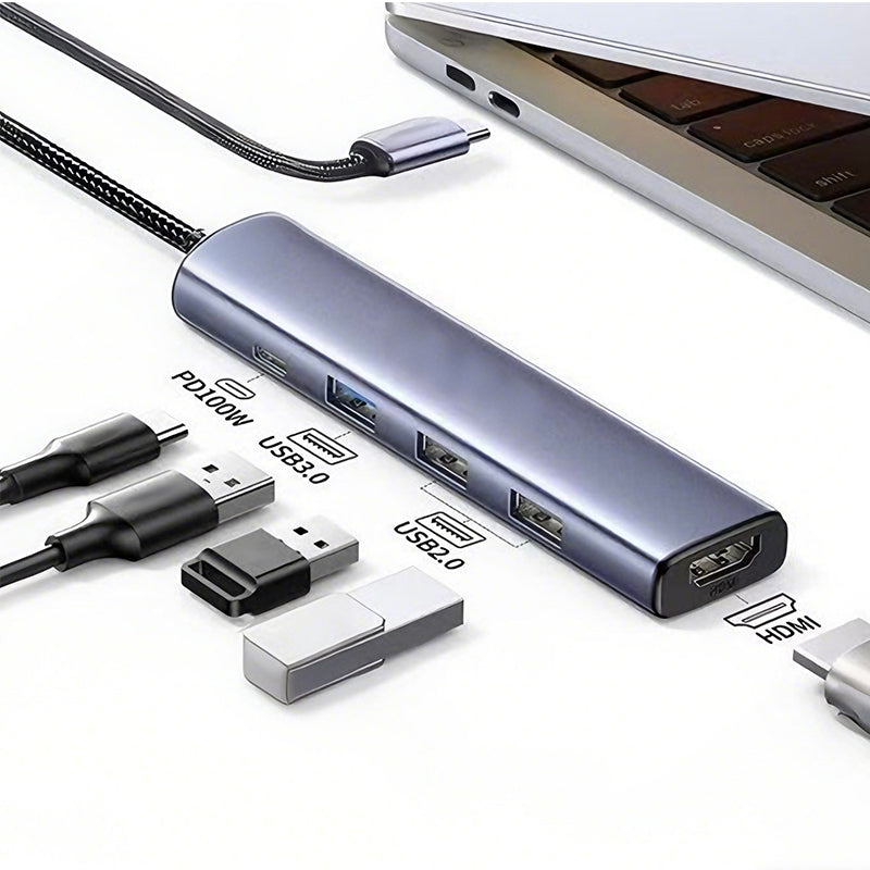 Hub USB-C 5 in 1 Portatile con Uscita HDMI 4K