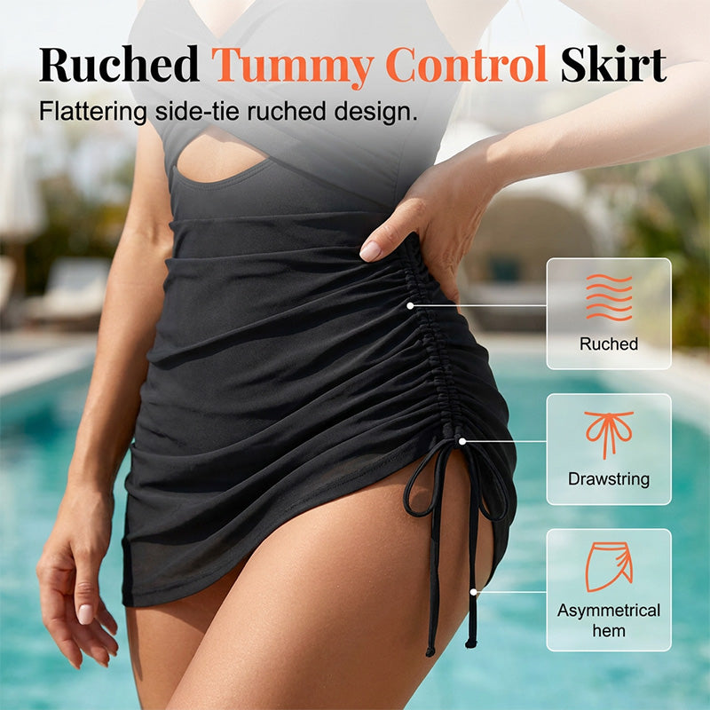 Costume intero a vestito da donna a blocchi di colore con design incrociato