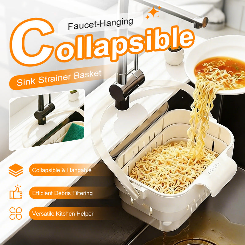 Cestello Scolapasta Pieghevole Sospeso al Rubinetto del Lavello