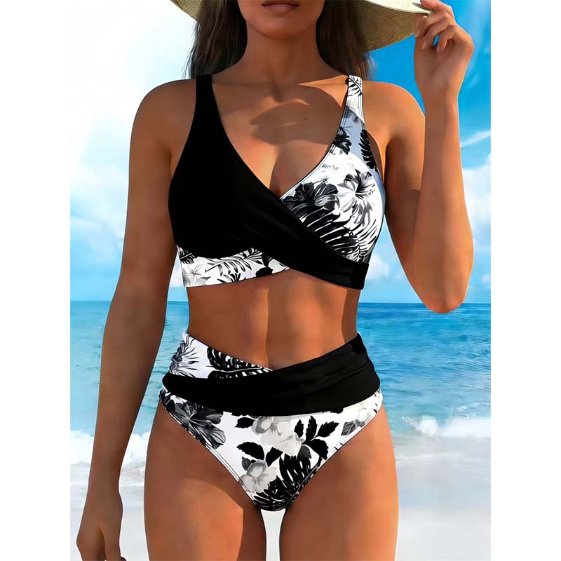 🌺👙 Bikini a vita alta con stampa floreale – Effetto valorizzante e snellente, stile vacanziero delicato✨✅
