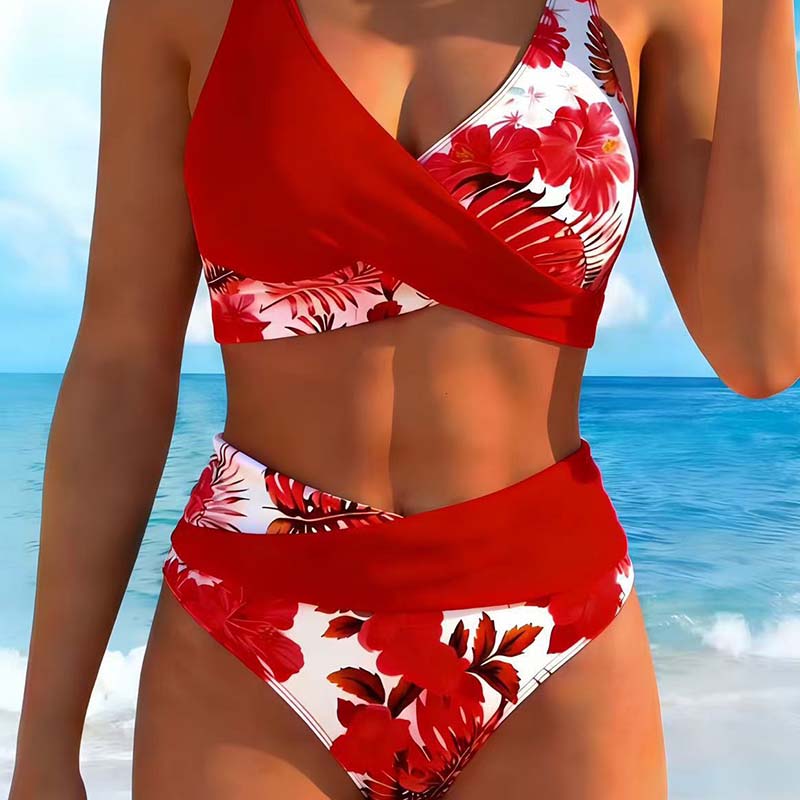 🌺👙 Bikini a vita alta con stampa floreale – Effetto valorizzante e snellente, stile vacanziero delicato✨✅