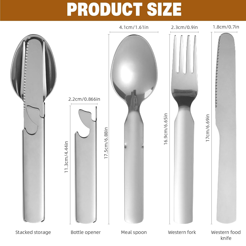 Set di posate portatile 4 in 1 in acciaio inox