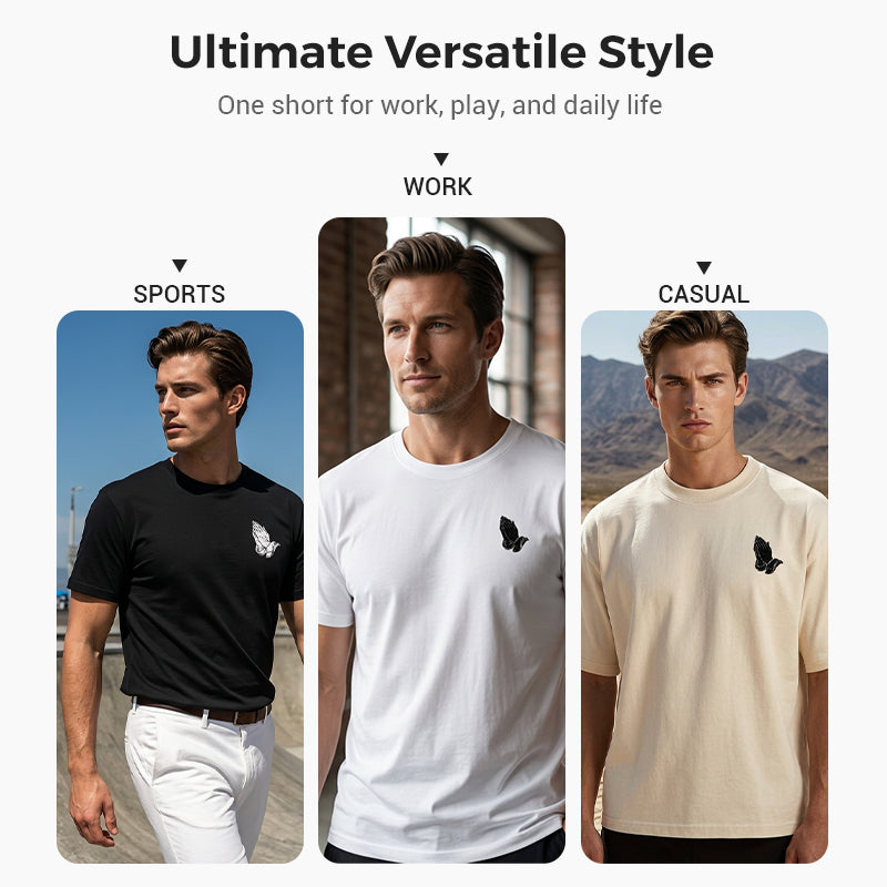 T-shirt uomo con stampa mani in preghiera