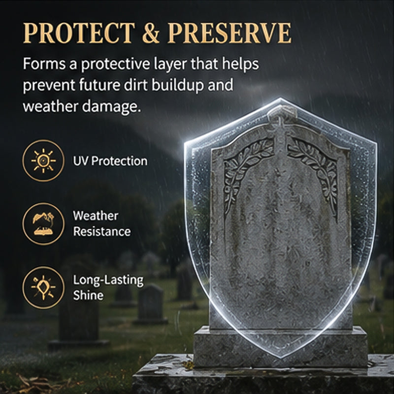 🏛️ Spray detergente per lapidi + panno in microfibra – Rimuove muschio e sporco – Pagamento in contrassegno 🔥✨
