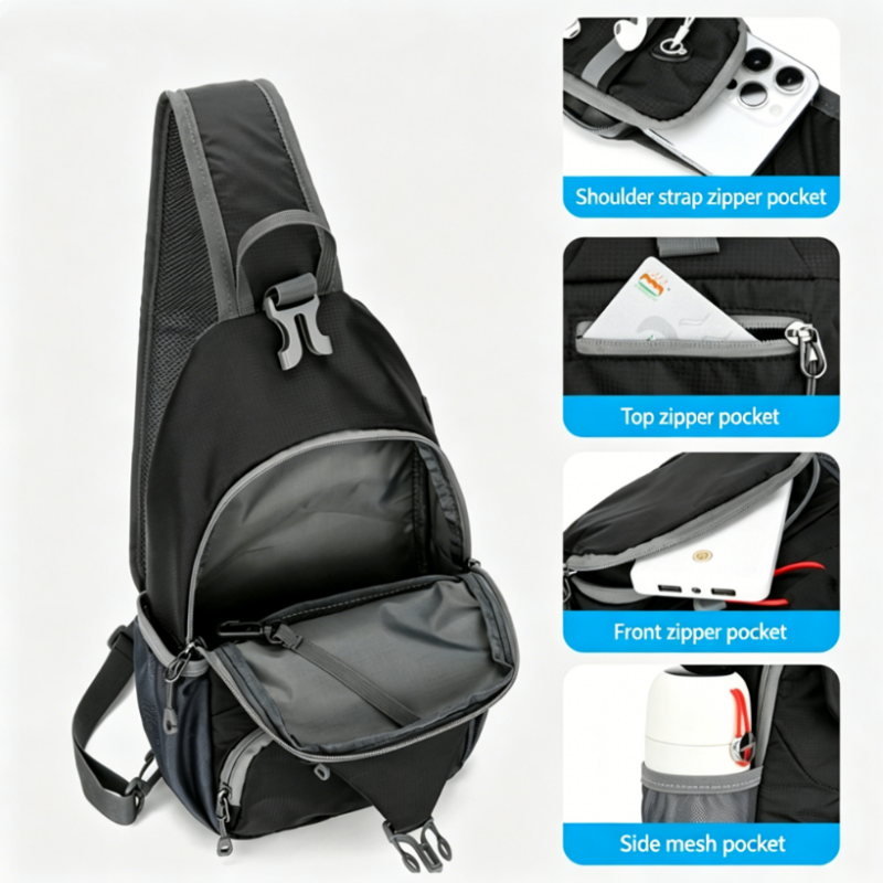 🎒 50% DI SCONTO! ✨ Borsa a tracolla da uomo per attività all'aperto – Molte tasche, resistente all'acqua, parte posteriore traspirante