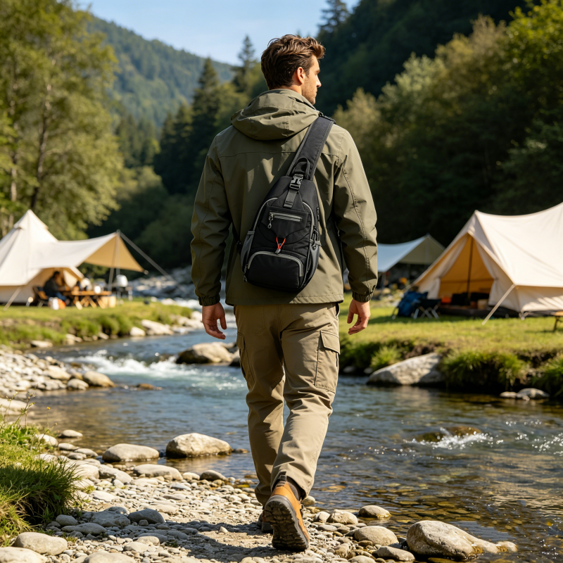 🎒 50% DI SCONTO! ✨ Borsa a tracolla da uomo per attività all'aperto – Molte tasche, resistente all'acqua, parte posteriore traspirante