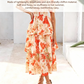 Abito lungo in chiffon a balze con stampa floreale da donna – Maniche corte e scollo quadrato
