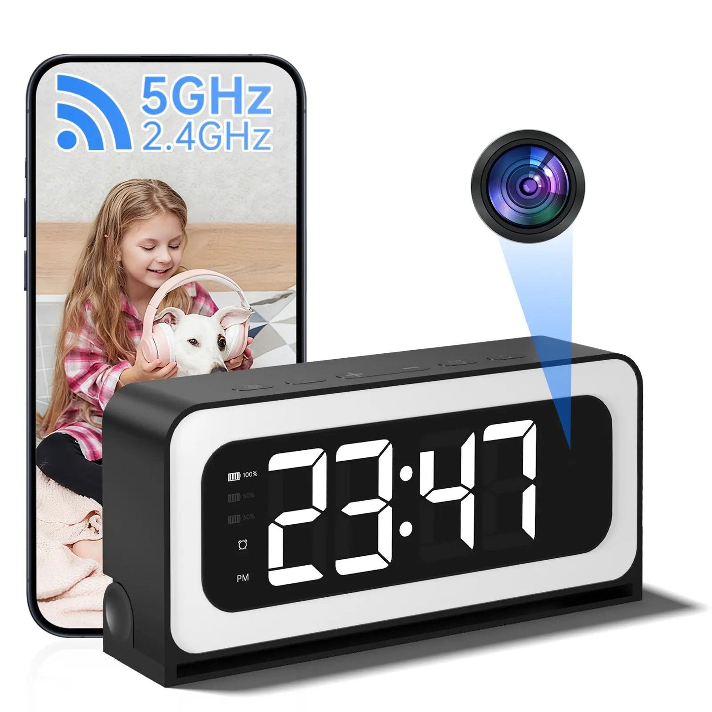 ⚡ Vendite calde 🔥 Fotocamera orologio digitale intelligente con WiFi dual band (5 GHz e 2,4 GHz) | Sistema di sicurezza domestica e monitoraggio in tempo reale