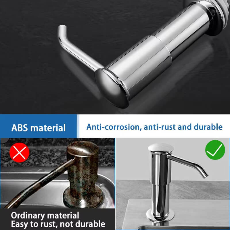 ⏰SCONTO DEL 50% A TEMPO LIMITATO! 🧼🚰 Basta cercare quella scomoda bottiglia di sapone: questo dispenser integrato eroga il sapone quando serve, senza ingombro né fuoriuscite. 🍽️