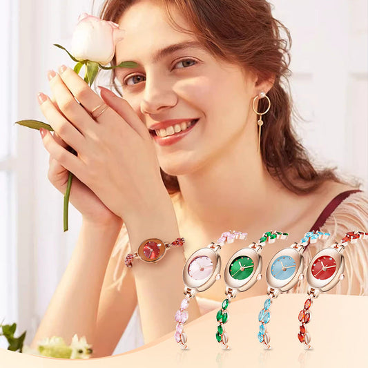 Orologio da polso da donna con zirconi colorati