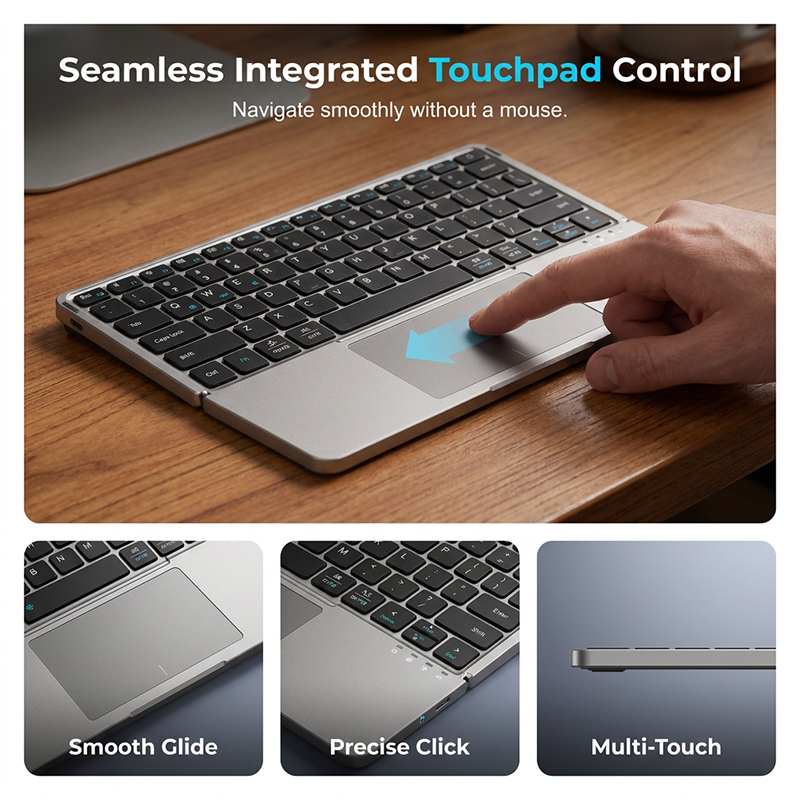 Tastiera Pieghevole Ultra Sottile con Touchpad e Supporto Integrato
