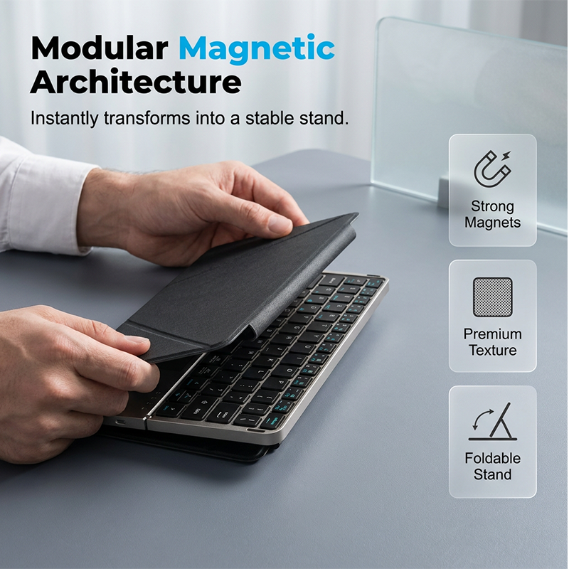 Tastiera Pieghevole Ultra Sottile con Touchpad e Supporto Integrato