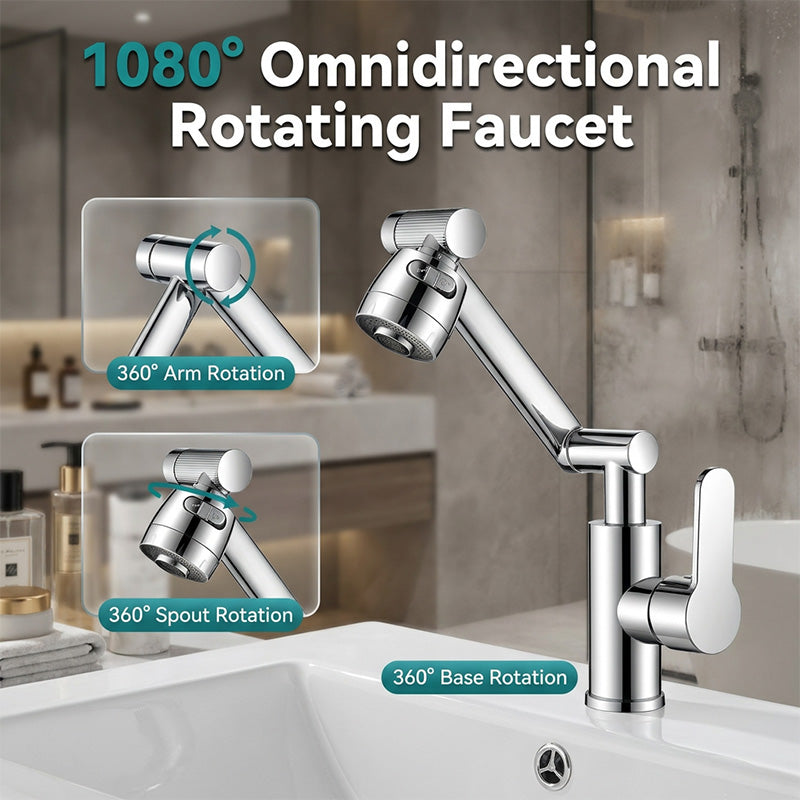 Rubinetto con braccio meccanico girevole a 360°