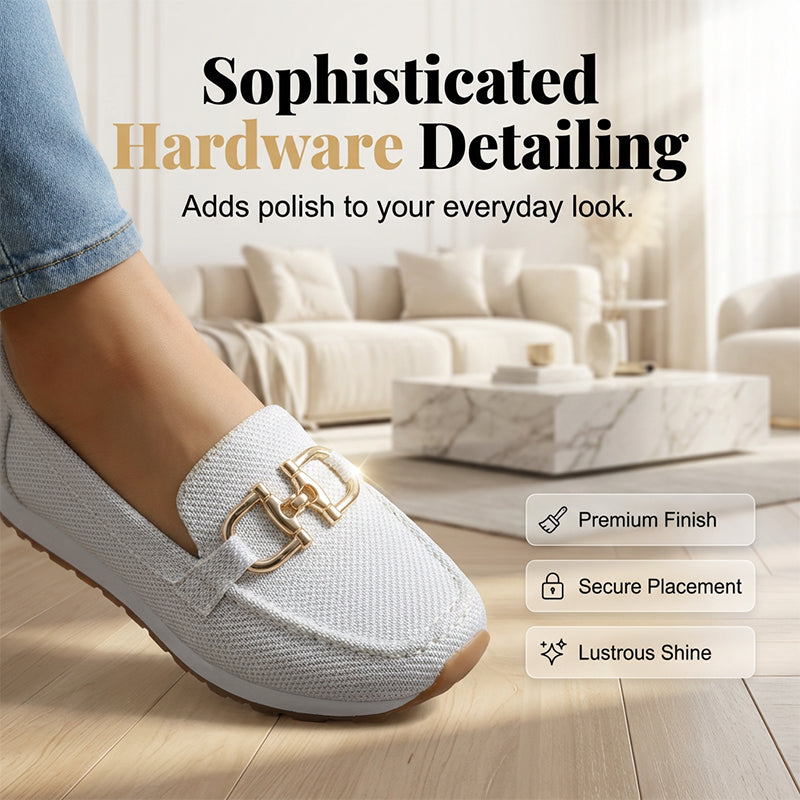 Mocassini casual da donna in rete con fibbia in metallo