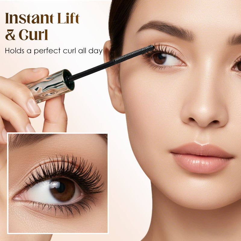 Mascara Waterproof con Scovolino a Spirale per una Curvatura a Lunga Durata