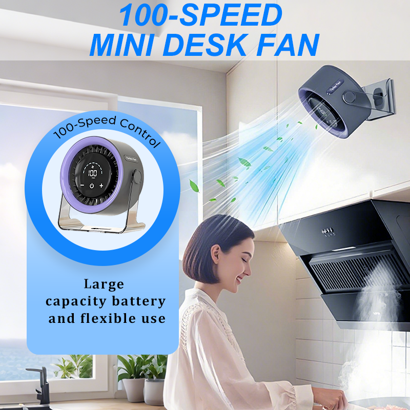 🏆Ventilatore da tavolo 2026 – Ricaricabile tramite USB con display LED 📊 | 100 velocità, inclinazione di 120° e oscillazione completa ↔️, ideale per il campeggio 🏕️ | Autonomia della batteria fino a 24 ore ⚡