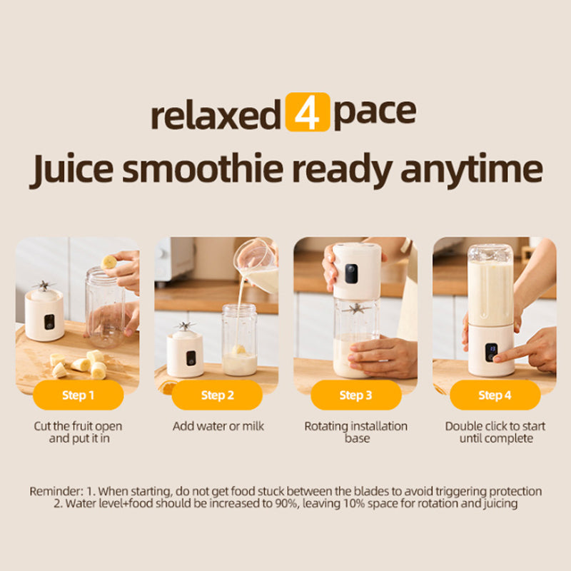 Frullatore Portatile Senza Fili con 12 Lame - Ricaricabile USB per Smoothie
