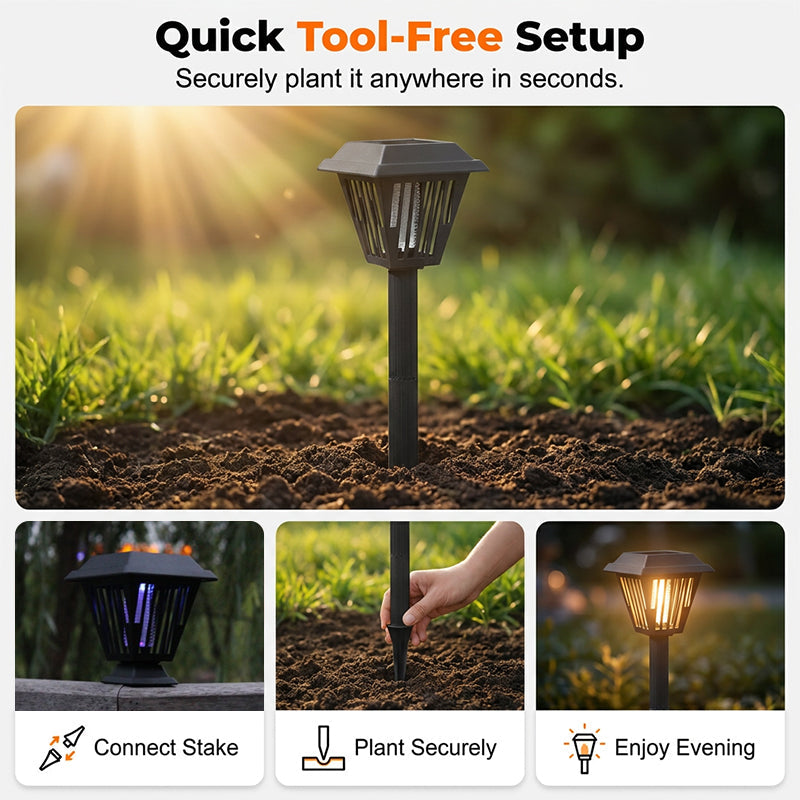 💡🦋 Sconto del 50% per un periodo limitato! 🔥Lampada antizanzare solare decorativa – Luce LED bianca calda, non necessita di cablaggi o batterie – Allontana le zanzare e crea un'atmosfera piacevole sul tuo patio 🌙🏵️