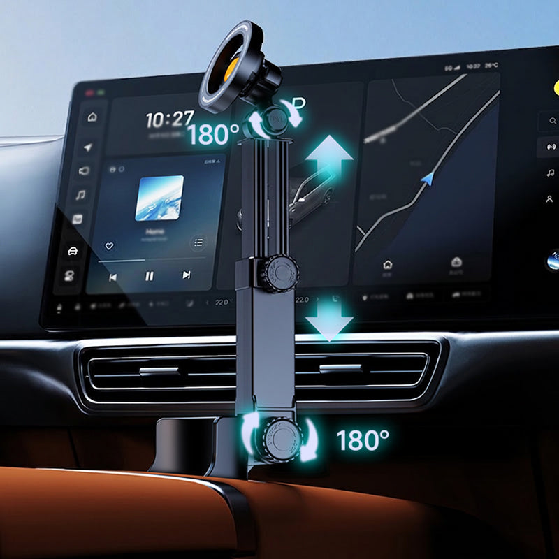 Supporto Telefono per Portabicchieri Auto – Regolabile 360°, Magnete N52 Potente, Uso con Una Mano, Compatibile con Tutti i Telefoni, Modelli Magnetico e a Morsetto per Guida Sicura