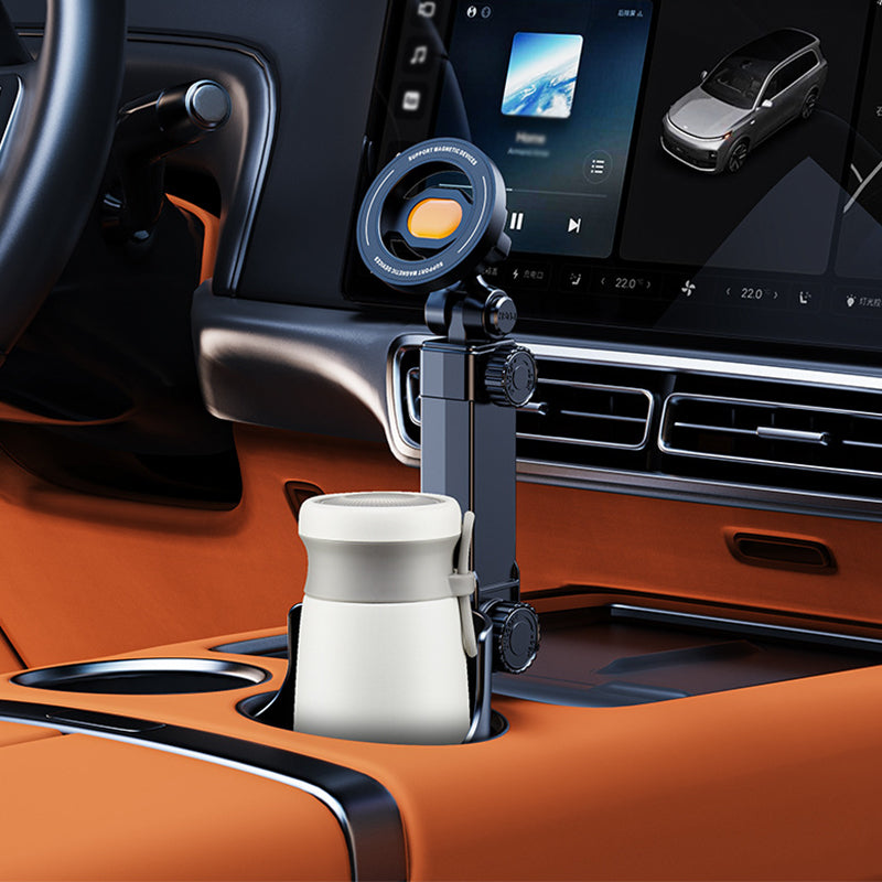 Supporto Telefono per Portabicchieri Auto – Regolabile 360°, Magnete N52 Potente, Uso con Una Mano, Compatibile con Tutti i Telefoni, Modelli Magnetico e a Morsetto per Guida Sicura
