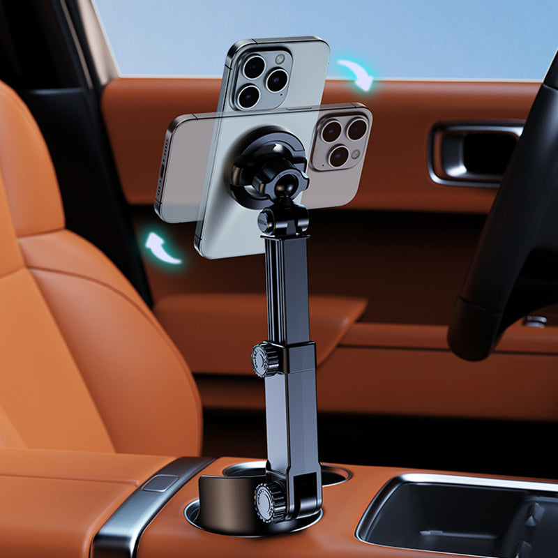 Supporto Telefono per Portabicchieri Auto – Regolabile 360°, Magnete N52 Potente, Uso con Una Mano, Compatibile con Tutti i Telefoni, Modelli Magnetico e a Morsetto per Guida Sicura