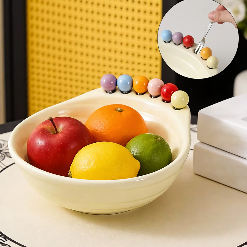 Ciotola Porta Snack a Forma di Piede con Forchettine da Frutta Integrate