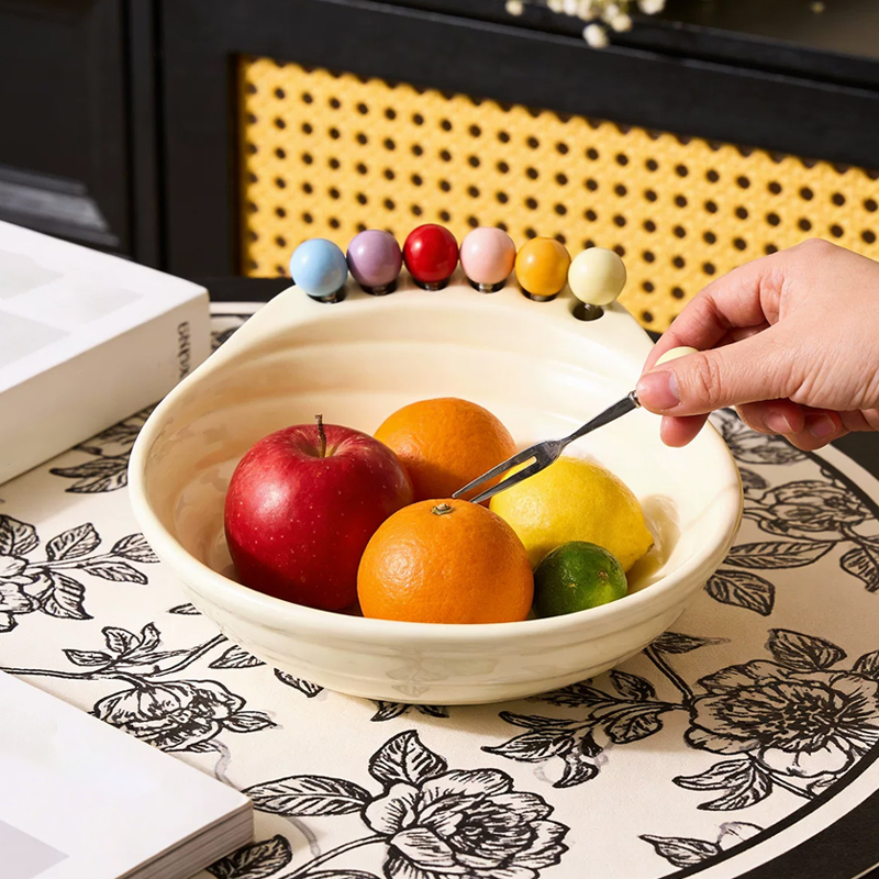 Ciotola Porta Snack a Forma di Piede con Forchettine da Frutta Integrate