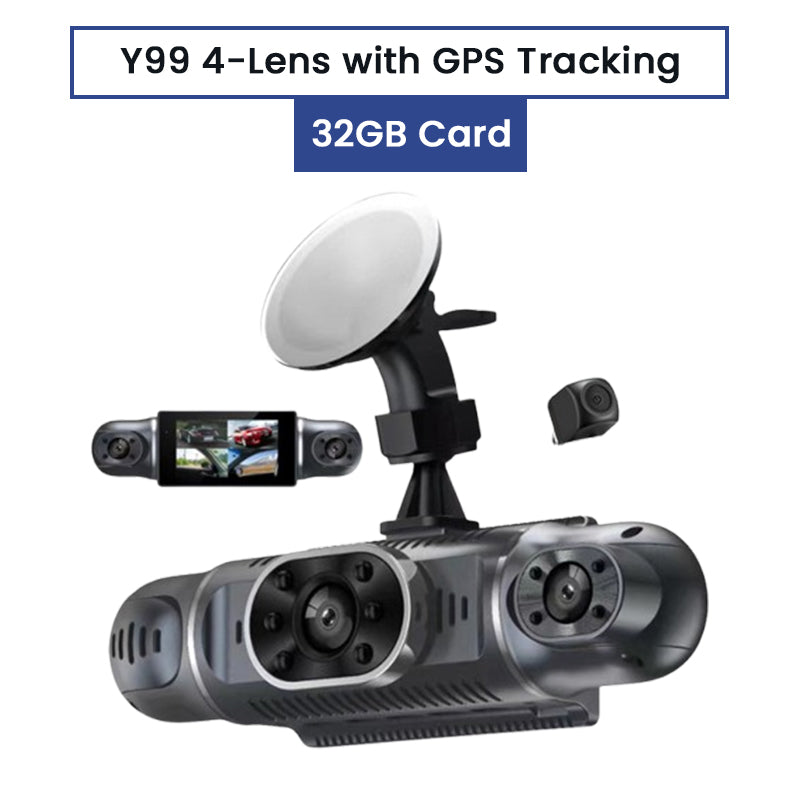 Dash Cam HD a 4 Obiettivi con Visione Notturna
