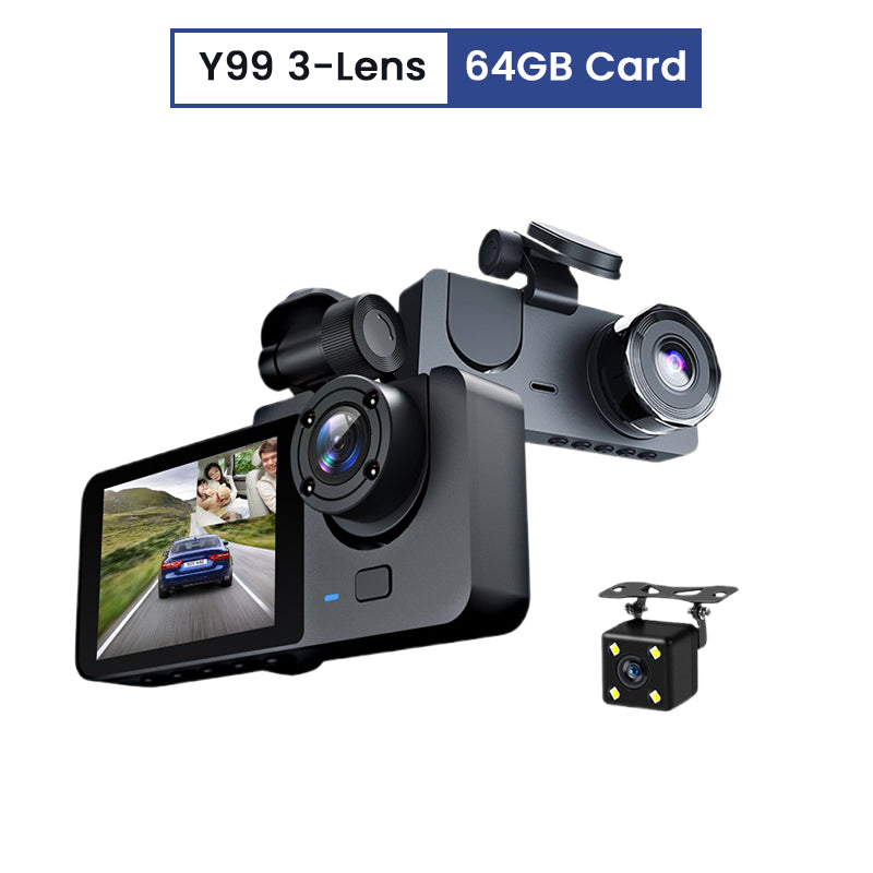 Dash Cam HD a 4 Obiettivi con Visione Notturna